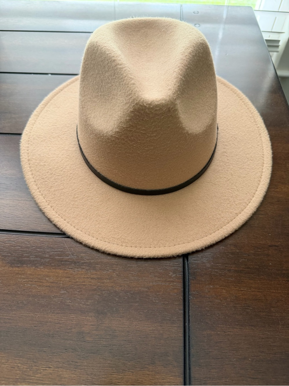 Classic Wide-Brim Felt Fedora - Camel